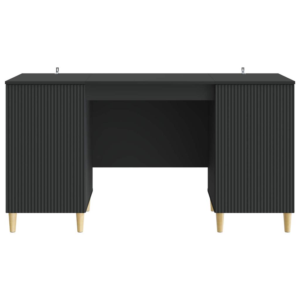 Desk with Shelf Black 142.5 x 50 x 75 cm Particleboard