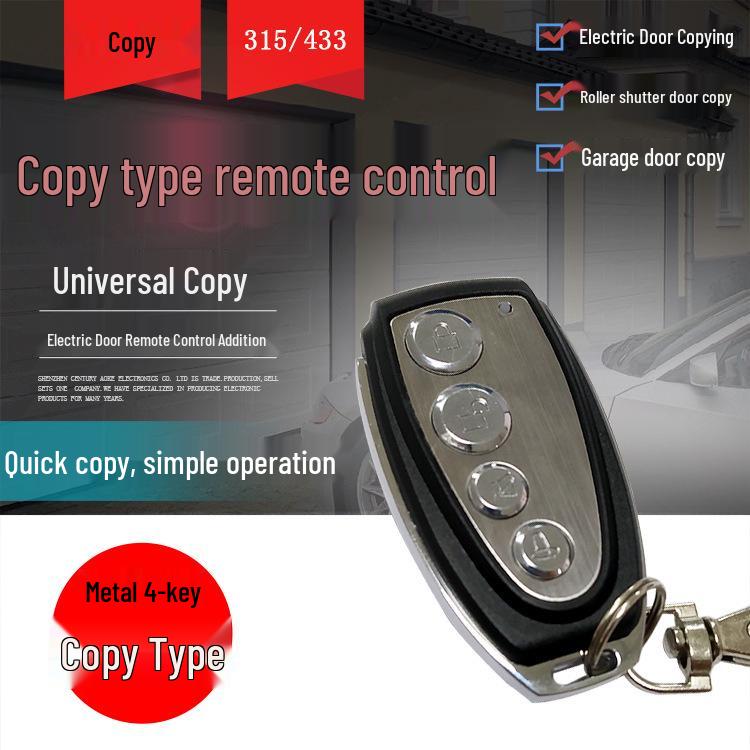 Metal Wireless Remote Control - 4 Button Self-Copying for Garage, Access & Security