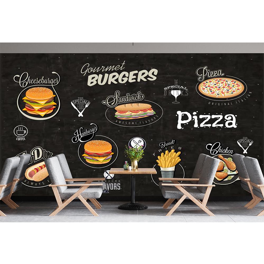 3D Pizza Essen Tapete Snack Bar Industrie Dekor Wandbild Fast Food Restaurant Pizza Tapete