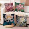 India Lotus Pillow Case Living Room Sofa Decorative Cushion Cover Simple Household Light Luxury Printed Pillow