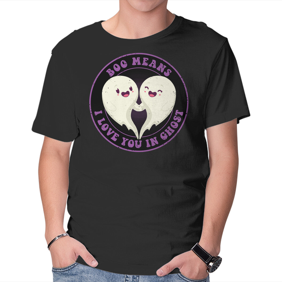 Unisex Crew Neck T-Shirt Boo Means I Love You Graphic Short Sleeve Casual Tee XL