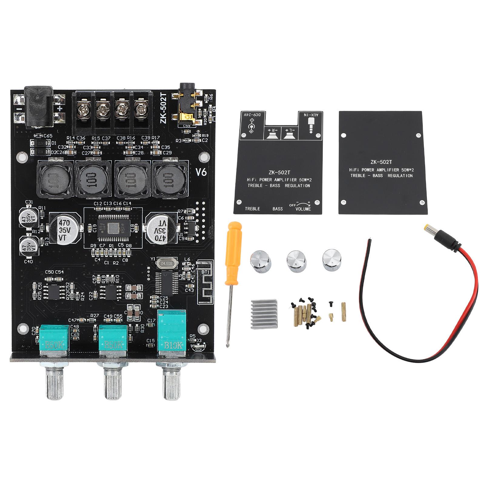 

Плата Bluetooth-підсилювача 12V/19V/24V Tpa3116d2 Плата аудіопідсилювача з регуляторами високих і низьких частот для дому
