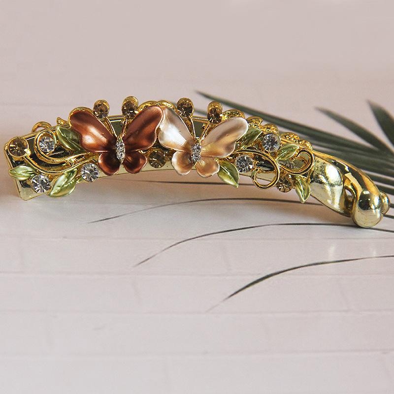 

Женская элегантная заколка для волос с бриллиантами, смола, в форме бабочки, клипса-банан, краб, держатель для хвостика, головной убор, заколка