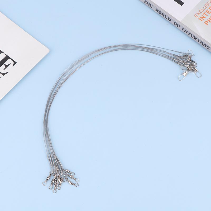 10Pcs 10/15/20/25/30Cm Anti-Bite Steel Wire Leash Lure Fishhook Line Trace Wire Leader With Swivel Fishing Lure Accessories