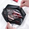 1PC Reise Schwarz Mesh Kosmetik Tasche Zipper Make-Up Tasche Für Frauen Waschen Kulturbeutel Make-Up Organizer Tragbare Lagerung Beutel