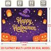 Party Backdrop Halloween Stars Purple Flat Witch Pumpkin Lantern Multi Layered Event Backdrop Decoration Front Door Decor