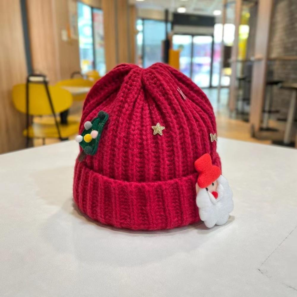 Soft Christmas Plush Cap Woven Thickened Brimless Cap Personality Big Pullover Hat  Winter