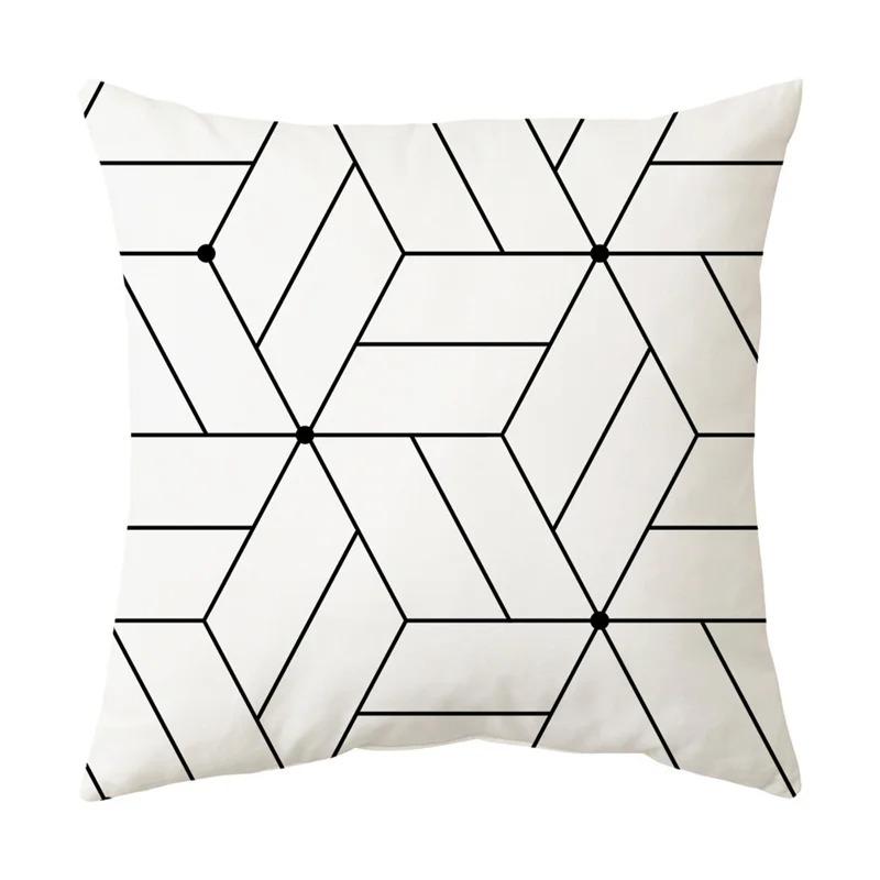 Black and White Geometric Simple High-end Space Pillowcase Patchwork Cushion Cover Striped Letter Pillowcase Home Decoration