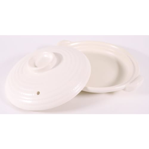 Kanda Heat-Resistant Unglazed Shallow Earthenware Pot, White Lacquer, 26cm, 453182