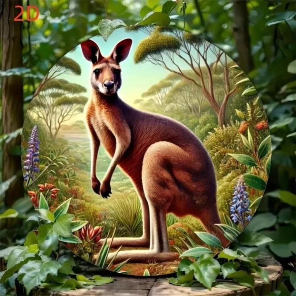 Vintage Kangaroo Metal Art Wall Decor for Home Living Room Front Door Animal Lover Gift