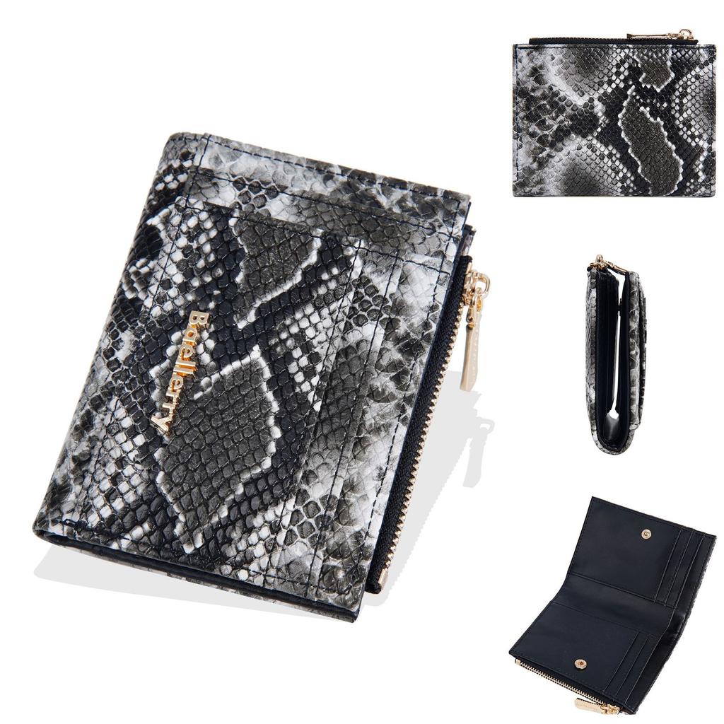 New wallet women's short, snake pattern multi-card zipper change bag niche card bag women
