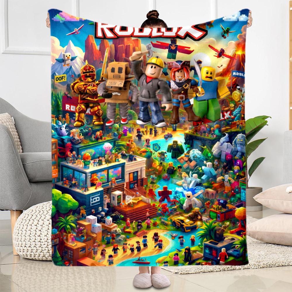 Roblox Blue Fire Block Blanket Warmthful Decor Suitable For Sofa Bed Bedding Allseason Use Modern Best Holiday Gift For Friends Family