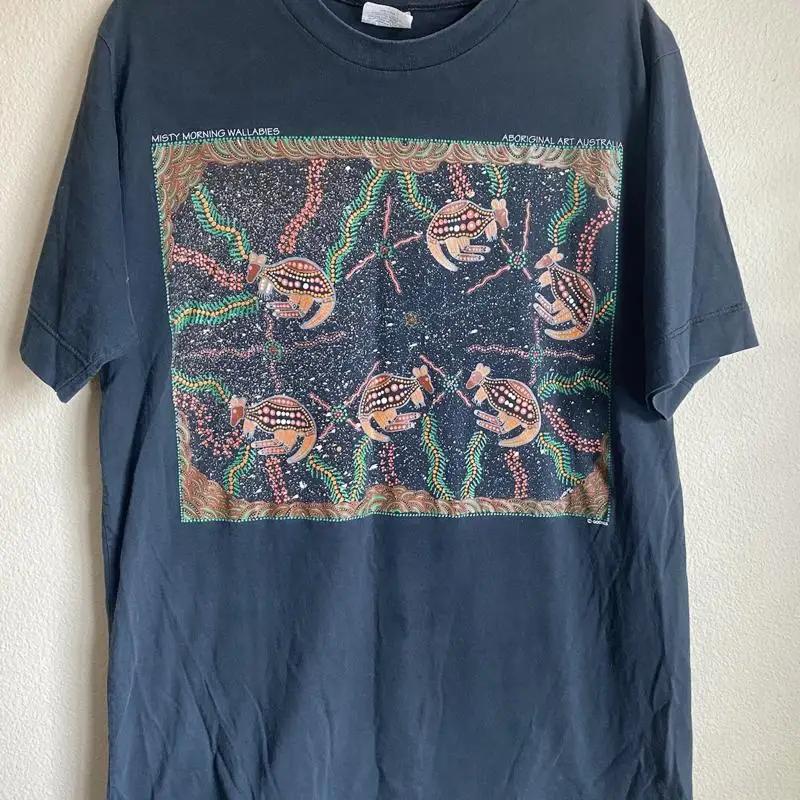 Gooses T Shirt Australia Aboriginal Art Wallabies Unisex s Size XL Vintage