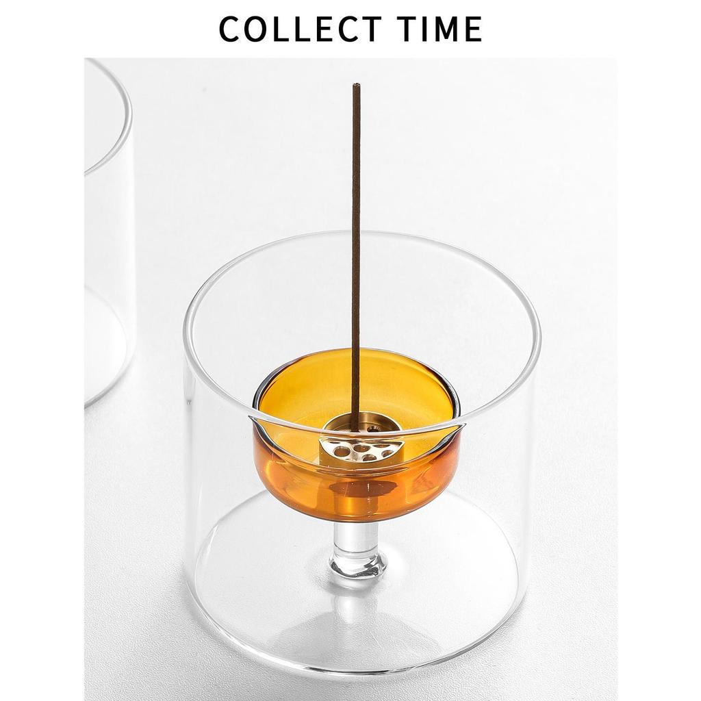 Assiette Porte-Encens en Verre de Niche - Design Ancien et Simple, Cadeau d'Anniversaire Créatif, Ornement de Bureau