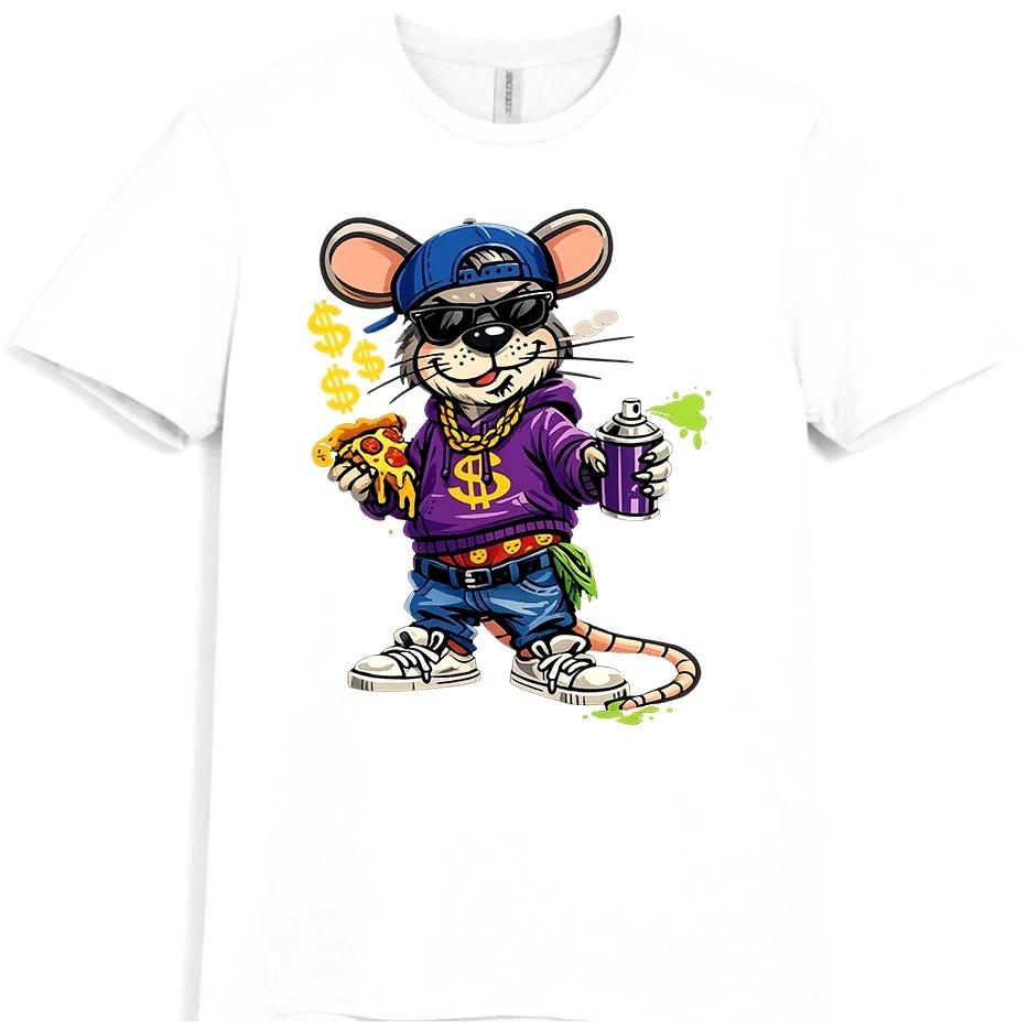 Rat T Shirt Hip Hop Cartoon Graffiti Streetwear Pizza Urban Art Tee XXXXL