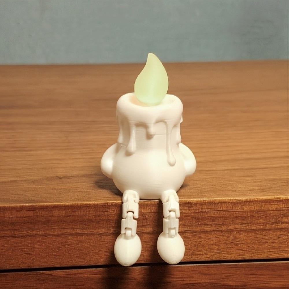 

Movable Jointed Glow-in-the-Dark Candle Novelty Articulated Joints Figurine Bedroom Decor білий