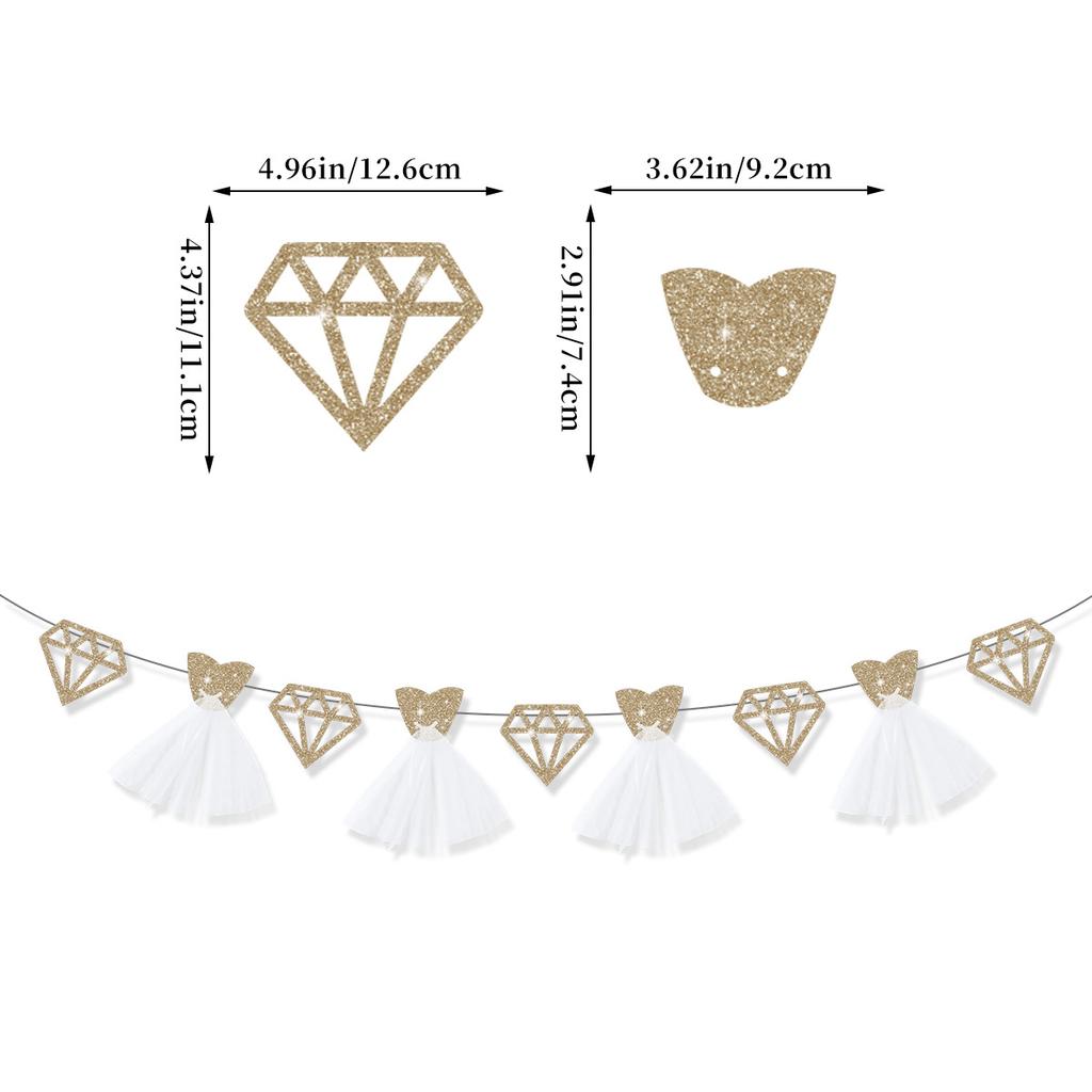 Bachelor Party Theme Decoration Wedding Arrangement Diamond Ring Wedding Dress Glitter Pulling Flag Latte Flower
