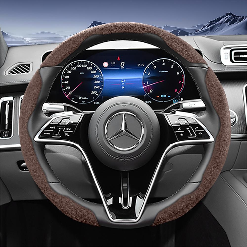 Suitable for Mercedes-Benz Sports Suede Steering Wheel Covers with Split Snap-On Design for V G S a E C Class Gle Glc Gla Glb Cls Cla Eqb Eqe Eqs Amg 