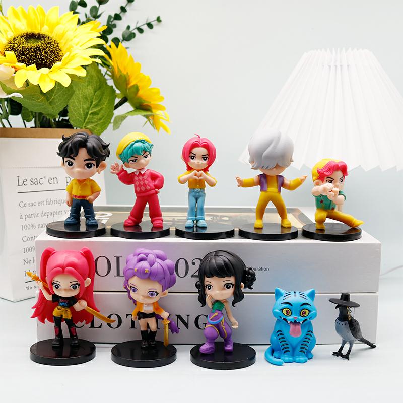 TheAnime Demons Hunters 10pcs  Figure Rumis Miras Zoeys Tiger Figurine Toy Desk Decoration Statues Ornament Birthday Gift For Ki