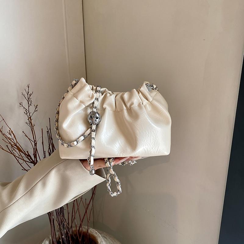 Premium sense niche bag women's summer 2025 new fashion chain messenger bag versatile pleated bucket bag