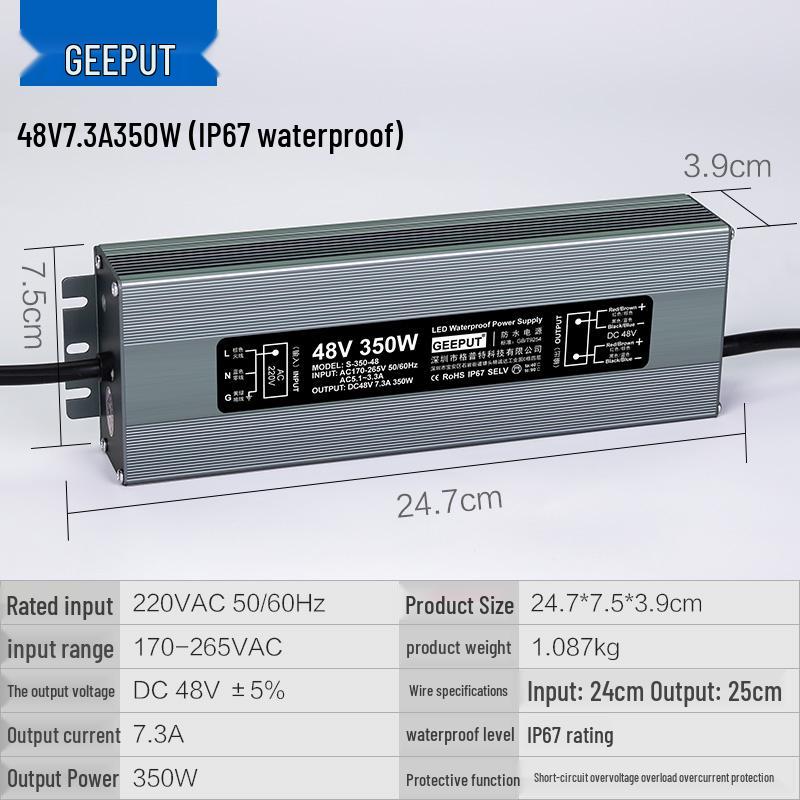 IP67 Waterproof LED Power Supply: 220V to 36V/48V DC Transformer, 350W/400W Atomizer