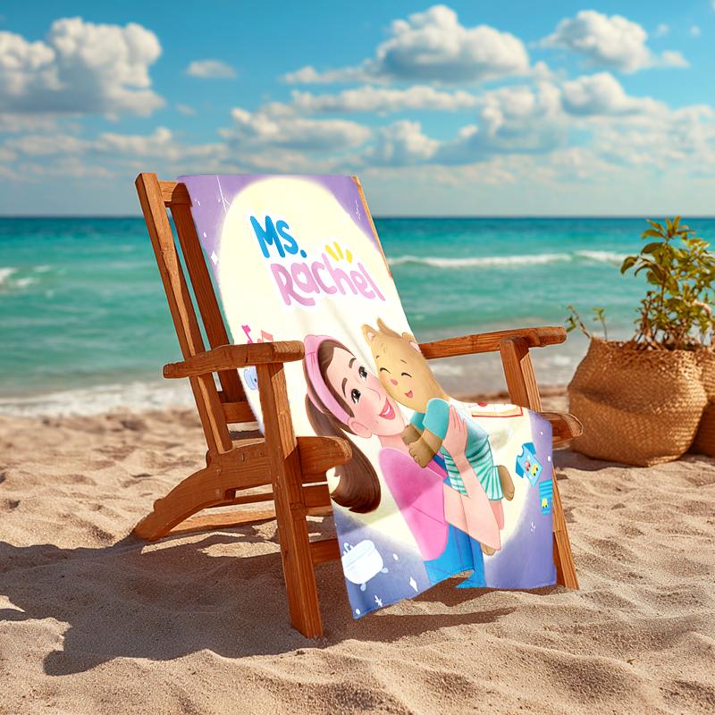 1pc Ms Rachel4 Beach Towel, Comfortable and Thick, and Swimming/Bath/Picnic/Camping Towel, Suitable for Seaside Beaches