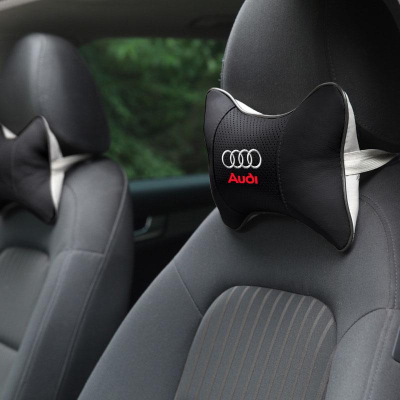 1/2Pcs Leather Car Interior Seat Headrest Neck Pillow Car Accessories For Audi C7 C6 C5 B5 B6 B7 B8 B9 D3 Q3 Q5 Q7 TT A1 A3 A4 A5