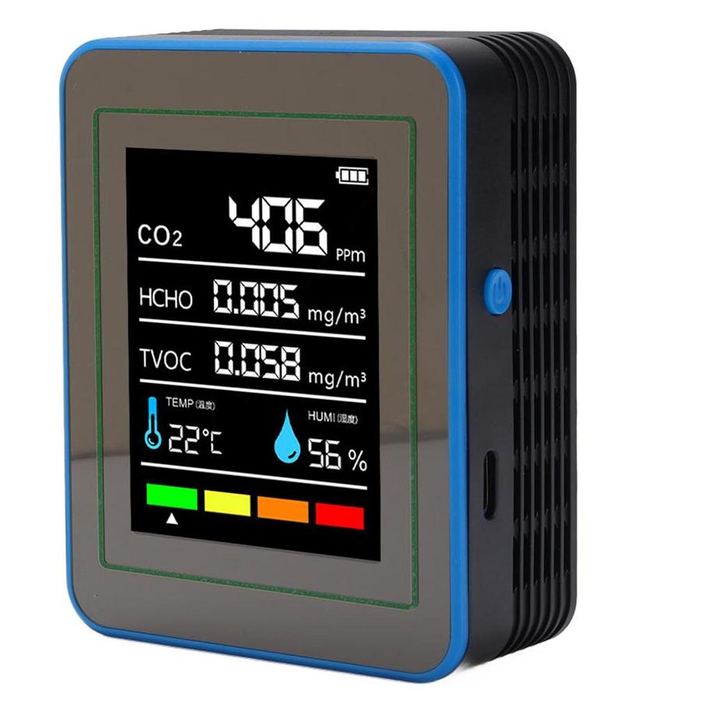 Air Quality Detector 5 In 1 CO2 TVOC HCHO Temperature Humidity Detection Portable Rechargeable Air