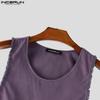 INCERUN Men Round Neck Sleeveless Tassel Hem Casual Loose Tank Tops