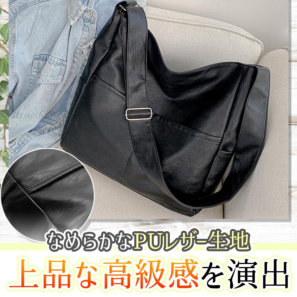 Women's Shoulder Bag for Everyday Use, Multiple Pockets, Water-repellent, Lightweight, All-season (black)