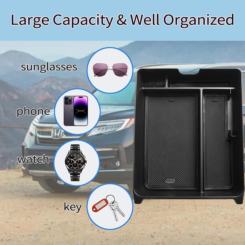 Compatible for Honda Pilot 2024  Center Console Organizer Armrest Storage Box Divider Insert Tray Accessories Glove Pallet