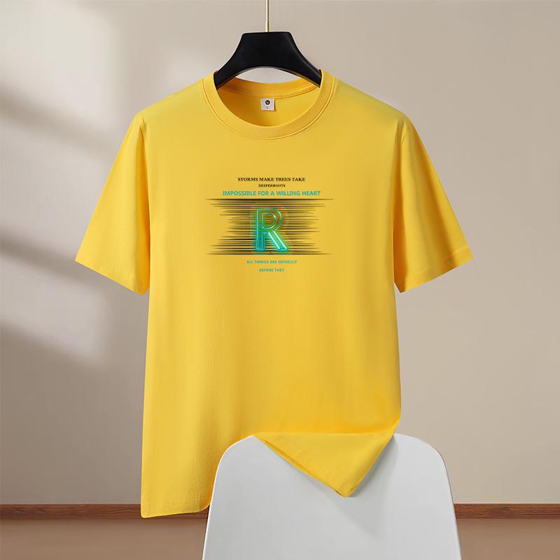 

Мужская хлопковая футболка с коротким рукавом оверсайз S-6XL, повседневная футболка с круглым вырезом XXXL жёлтый