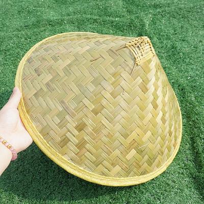 Bambu Dokuma Yeşil Konik Şapka Çin Retro Bambu Rattan Balıkçı Şapkası El Yapımı Dokuma Hasır Kova Şapka Koni Güneşlik Şapka
