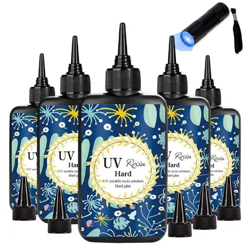UV Resin Clear, Hard, Upgraded Crystal Clear Epoxy Resin Up Premixed UV Cure Resin For Craft Jewelry Making Resin Craft Casting