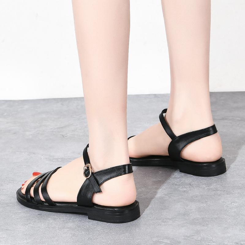 Elegant Women's Summer Sandals Shoes Genuine Leather Casual Flats White Beach Shoes Confortable Flip Flops Girls Footwear