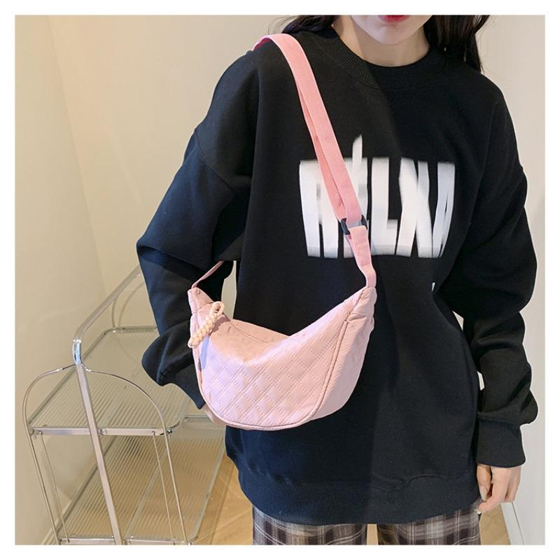 Women's New Shoulder Crossbody Dumpling Bag Large Capacity Tote Bag Solid Color Casual Versatile Nylon Fabric Bag Trendy