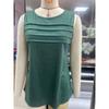 Spring and Summer Solid Color U-neck Pleated Vest T-shirt for Women