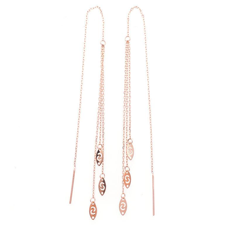 Purple Gold Fringed Ear Line Temperament Simple Color Gold Plated Rose Gold Earrings