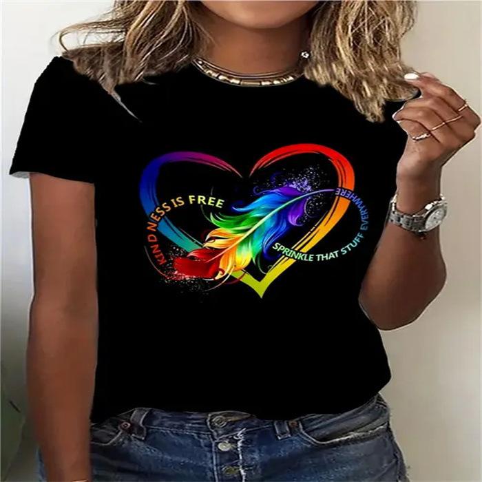 Summer Round Neck Pure Cotton Top Fashionable Casual Fashion Short Sleeved Women's Printed T-shirt
