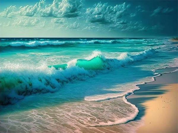 Full Square Round Diamond Art Painting Wave Seaside Home Decor Embroidery Mosaic Beach Landscape Handmade Gift