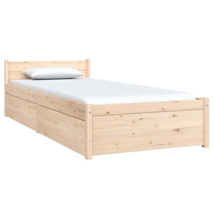 VidaXL Cadre de lit avec tiroirs 75x190 cm Petit simple 3103473