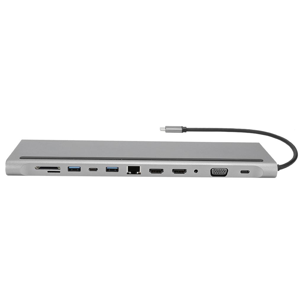 12‑in‑1 Docking Type‑C To Dual HDMI Same Screen Display USB VGA PD RJ45 Docking Station