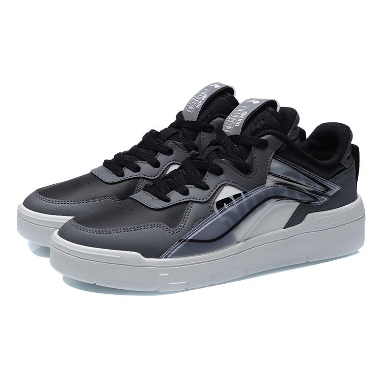 Li Ning EVA Comfortable Abrasion Resistant Breathable Low Top Skateboard Shoes Men's Black White AECR003-3