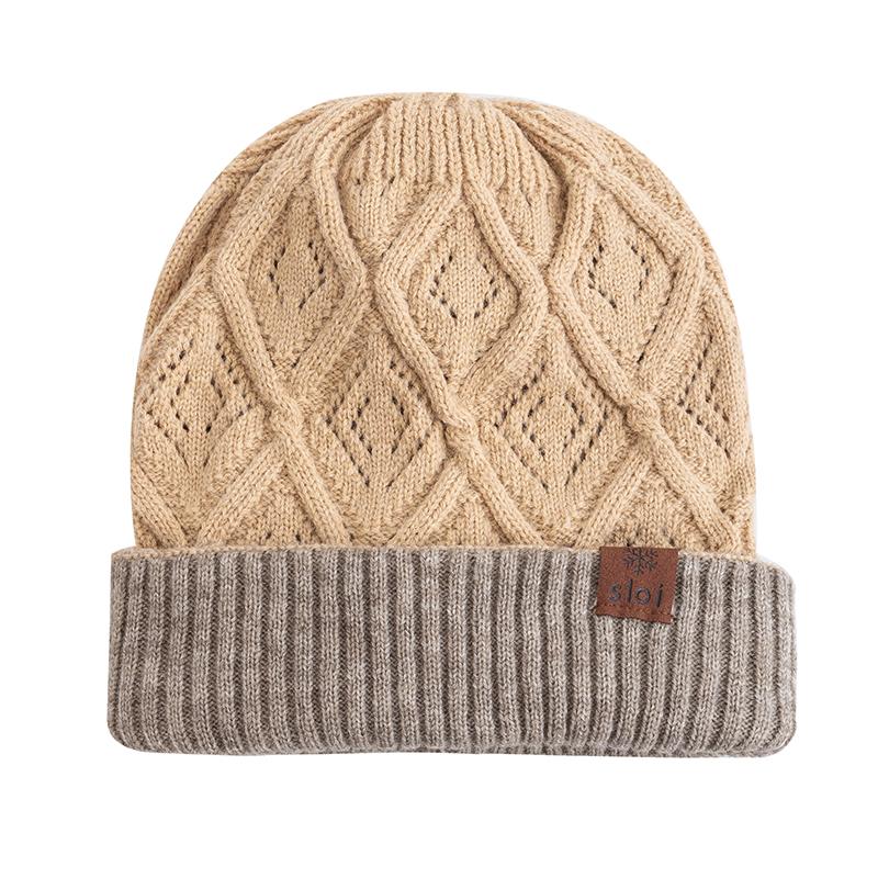 

Новые женские модные зимние шапки с широкими полями, различные способы ношения, двусторонняя шапка-бини, толстые вязаные шапки 56cm-60cm бежевый