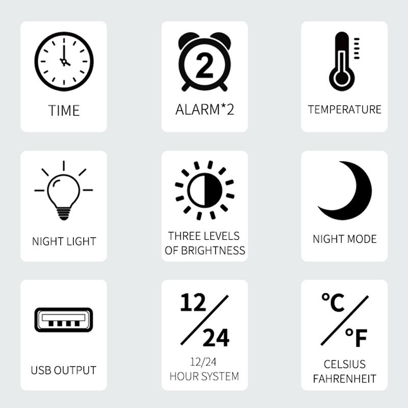 TS-3002 LED Digital Display Desk Clock Bedside Desktop Night Light Electronic Alarm Clock