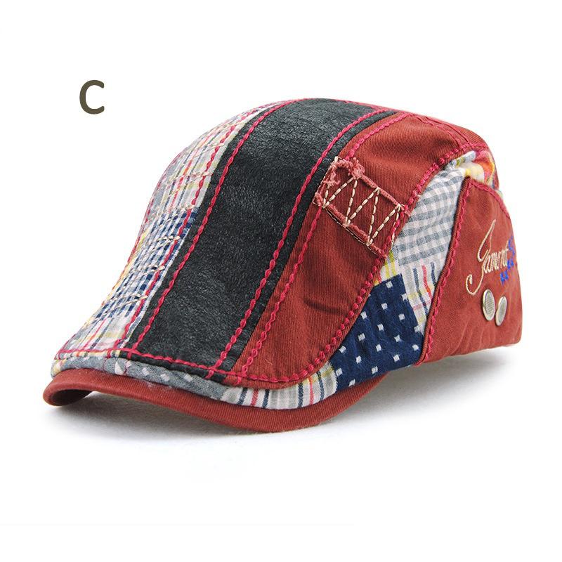 Fashion Unisex Men Newsboy Cabbie Gatsby Flat Cap Cotton Golf Beret Patchwork Hats