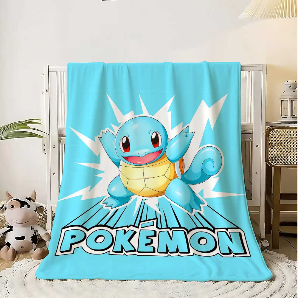 Pokem-Squirtles Cushion Blanket for Decorative Sofa Bedspread on the Bed Fluffy Soft Blankets Home Bedroom Decoration Throw Knee