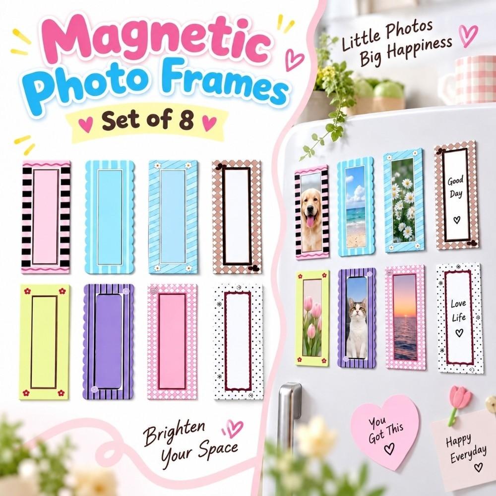 Clear Display Window Magnetic Photo Frame Full Magnetic Backing Desk Picture Holder Office
