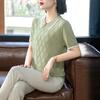 Mother's Day Elegant Knitted Loose Lapel T-shirt - Summer Style for Middle-Aged and Elderly Women