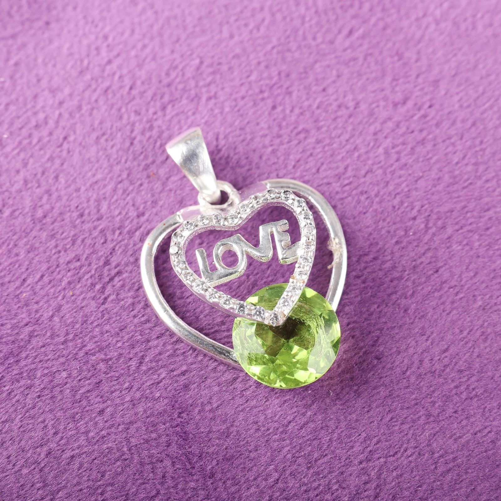 

Peridot Gemstone 925 Sterling Silver Zircon Jewelry Pendant1.10 Gift For Mother CZP-3-18